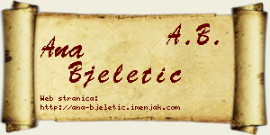 Ana Bjeletić vizit kartica